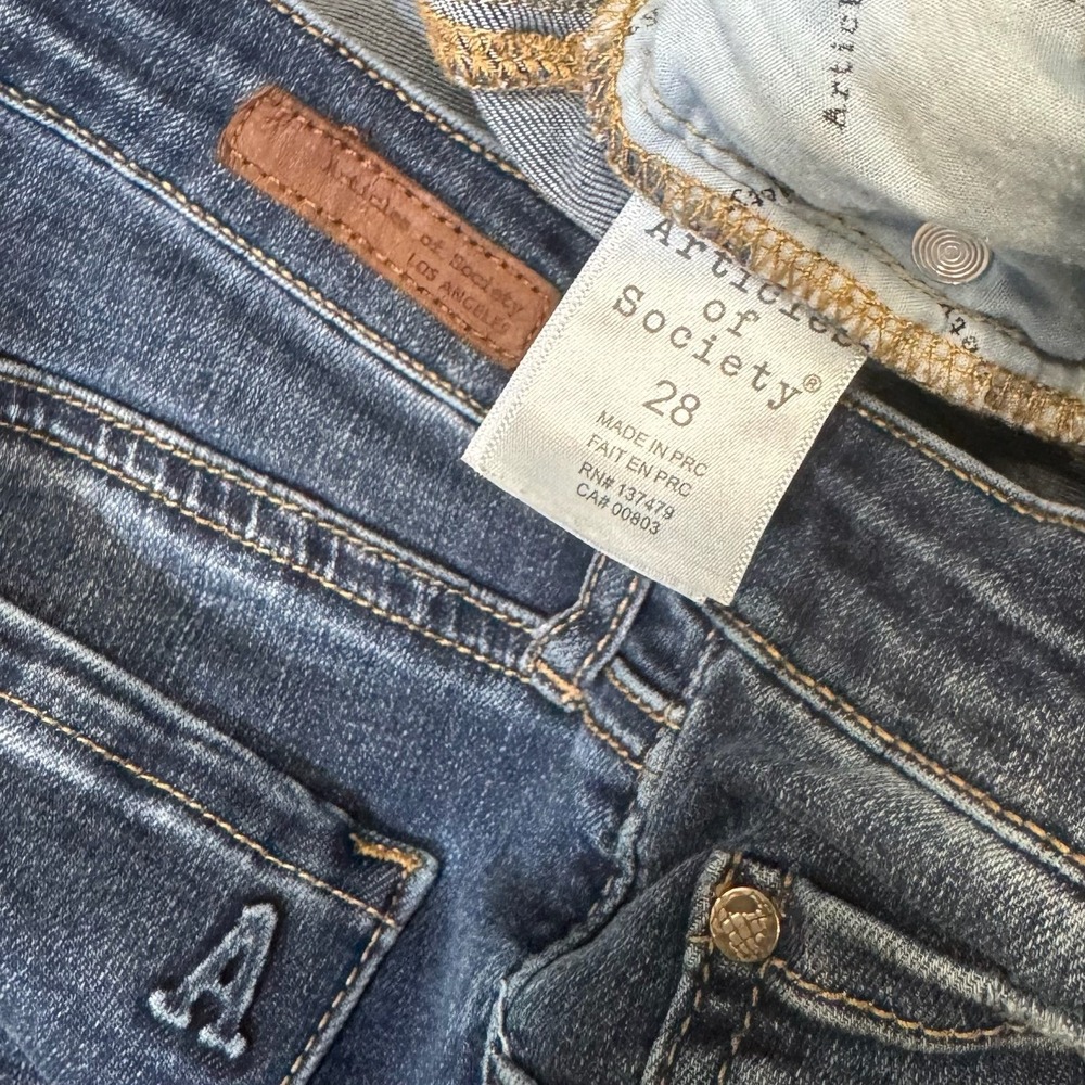 Articles of Society Mid Rise Release Hem Blue Denim Skinny Jeans Women's Size 28 - Picture 6 of 7